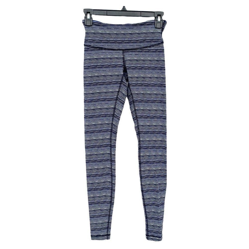 Lululemon Size 4 Blue Multicolor Mid Rise Full Length Pattern Leggings Workout